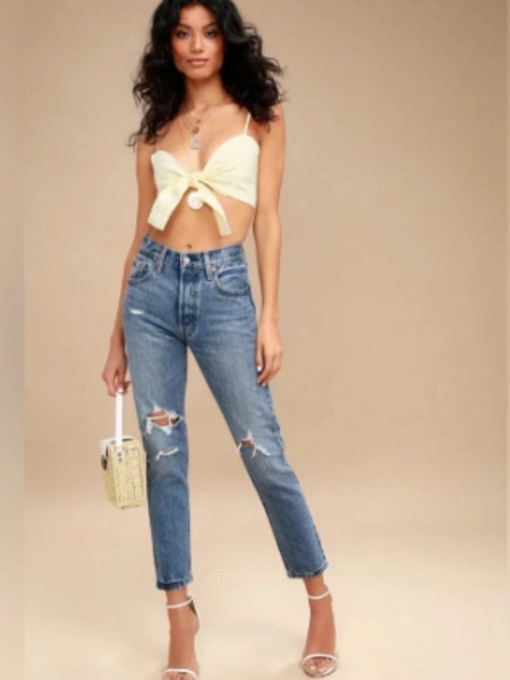 Levi's 501 Distressed High Rise Button Fly Jeans W29 L28 Light Wash